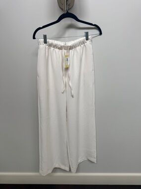 Aritzia Cream Wide-Leg Drawstring Lounge Pants